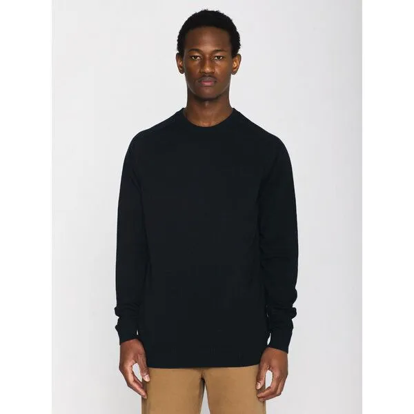 KnowledgeCotton Apparel KnowledgeCotton Apparel Regular merino knit crew neck - aus Merino-Wolle, Blau (total eclipse), – Produktbild 1 von 3
