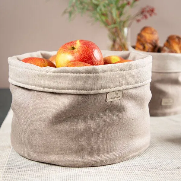 nahtur-design nahtur-design Brotkorb, Obstkorb oder Utensilo aus Bioleinen, Sand (beige), – Produktbild 3 von 4