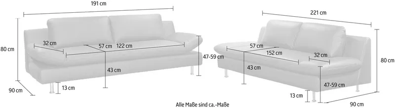 Places of Style Polstergarnitur Redding, (Set, 2-tlg), bestehend aus 2- und 3-Sitzer, Schwarz, – Produktbild 3 von 5