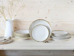 creaTable Teller-Set Nature Collection Natural Living (12-tlg), 4 Personen, Steinzeug, Teller Set, Reaktivglasur mit Sprenkeln, jedes Stück ein Unikat – Produktbild 1 von 1