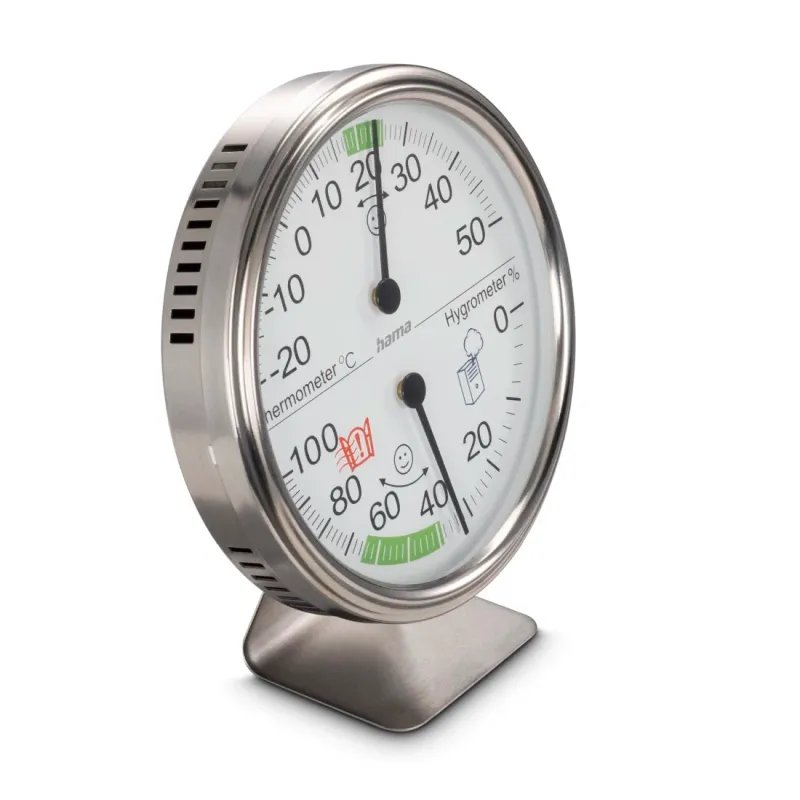 Hama Hama Thermometer und Hygrometer "Tahiti", Ø 11 cm, Silber – Produktbild 2 von 6