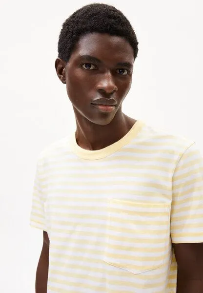 ARMEDANGELS ARMEDANGELS MAARKOS POCKET STRIPES Herren T-Shirt aus Bio-Baumwolle, Early yellow-broken white, – Produktbild 3 von 4