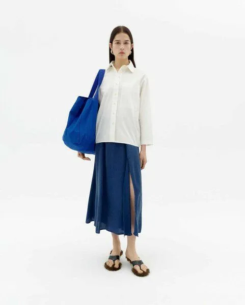 thinking mu thinking mu Tora Skirt - Damen Rock aus Cupro, Cobalt (blau), – Produktbild 2 von 4