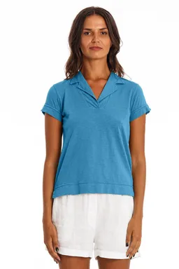 RAVENS VIEW IBIZA RAVENS VIEW IBIZA Damen vegan Polo T-Shirt Alexa Maui Blau – Produktbild 1 von 1