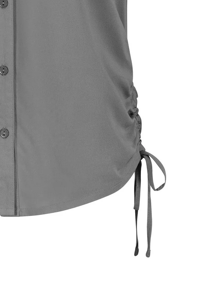 SUBLEVEL Blusenshirt Kurzärmeliges Hemd mit Kragen und für Damen (1-tlg) LENZING™ ECOVERO™ nachhaltig Regular Fit Knopfleiste, Grau, – Produktbild 2 von 2