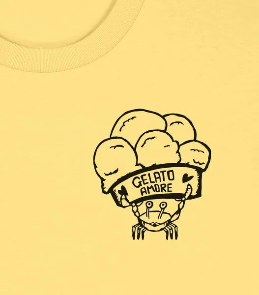 päfjes päfjes Gelato Amore / Eis Krabbe mit Eisbecher - Fair Bio Männer Unisex T-Shirt, Viva yellow (gelb), – Produktbild 4 von 4