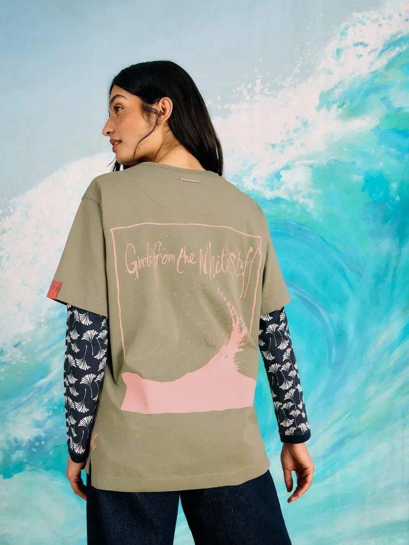 White Stuff T-Shirt mit Grafik-Print - S, Khakigrün, – Produktbild 1 von 4