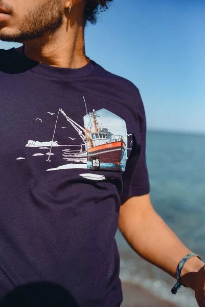 FÄDD FÄDD Herren T-Shirt Rundhals aus Bio-Baumwolle "Eiskutter BT", Navy, – Produktbild 2 von 4