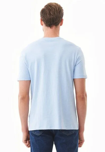 ORGANICATION ORGANICATION Basic T-Shirt aus Bio-Baumwolle mit V-Ausschnitt, Blau(powder blue), – Produktbild 4 von 4