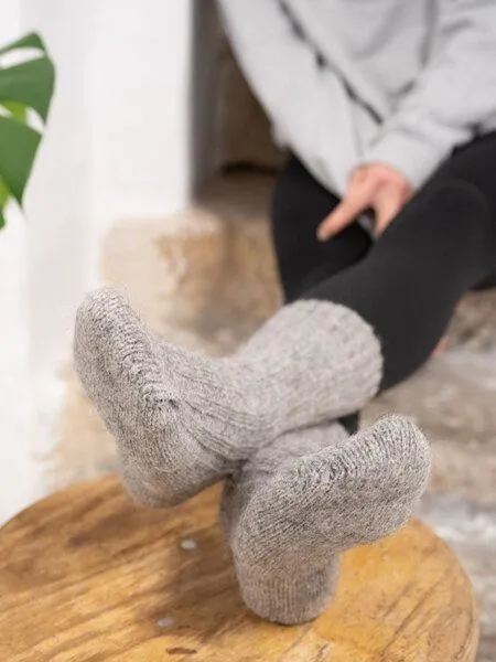 FUXBAU FUXBAU Alpaka Schafwollsocken, Grau, – Produktbild 2 von 4