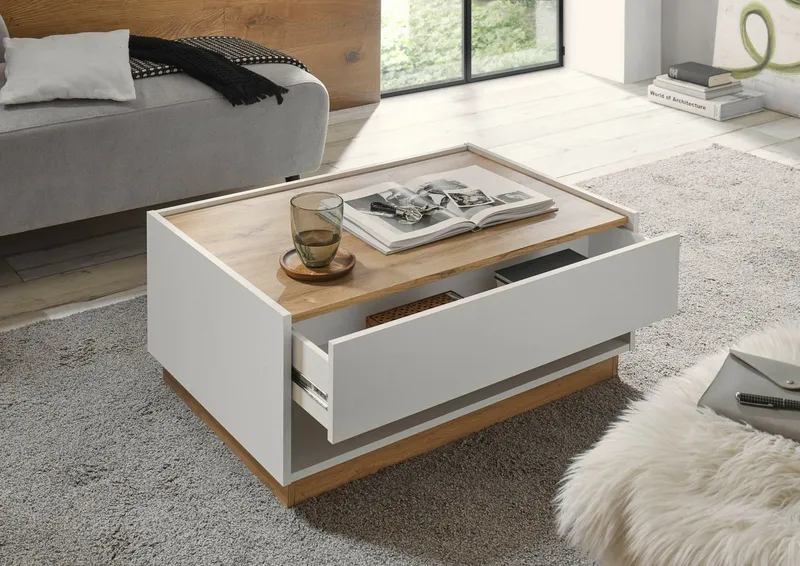 Home affaire Couchtisch City/Giron, Beistelltisch, Wohnzimmertisch, Sofatisch, Tisch, mit einem praktischen Schubkasten, in mehreren Farben verfügbar, Weiß, – Produktbild 5 von 5