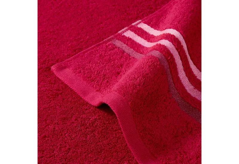 Schiesser Schiesser Duschtücher Skyline Color aus 100 % Baumwolle mit eleganter Streifenbordüre, Frottier (Set, 2-St), OEKO-TEX® MADE IN GREEN, Rot, – Produktbild 4 von 5