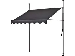 Klemmmarkise, Gestell aus Aluminium, Bezug Polyester B 200 x H 300 cm, dk.grau, Rand weiß – Produktbild 1 von 1
