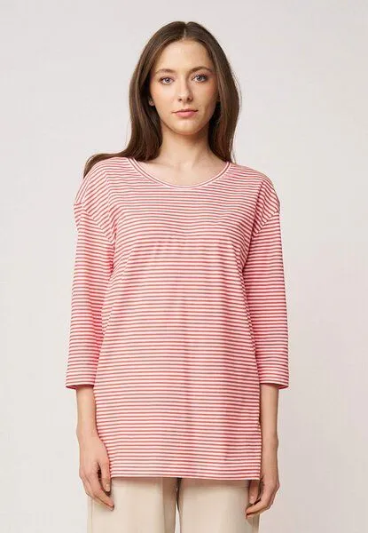 LANA Organic LANA Organic Longshirt, Modell Lia, Iza coral - ecru, – Produktbild 2 von 4