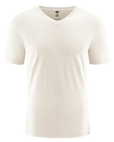HempAge HempAge V-Kragen T-Shirt Hanf/Biobaumwolle, Offwhite(weiß), – Produktbild 2 von 4