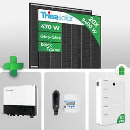 Growatt 9.4 kWp PV-Komplettpaket mit 10 kWh Speicher inkl. ARK-Kabel | Trina Vertex S+ 470W Glas Glas Notstrom Netzunabhängig | inkl. 0 % MwSt. für Privatkunden – Produktbild 1 von 1