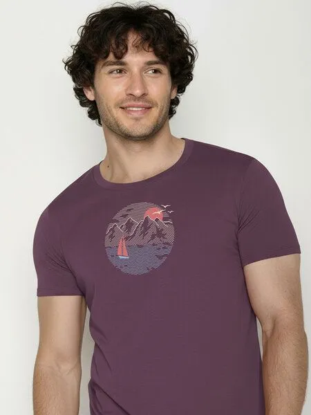 GreenBomb GREENBOMB Sail Circle Guide - Sportliches T-Shirt aus Bio-Baumwolle / hochwertiger Print / GOTS / Fair & Vegan, Lila (berry bark), – Produktbild 2 von 4