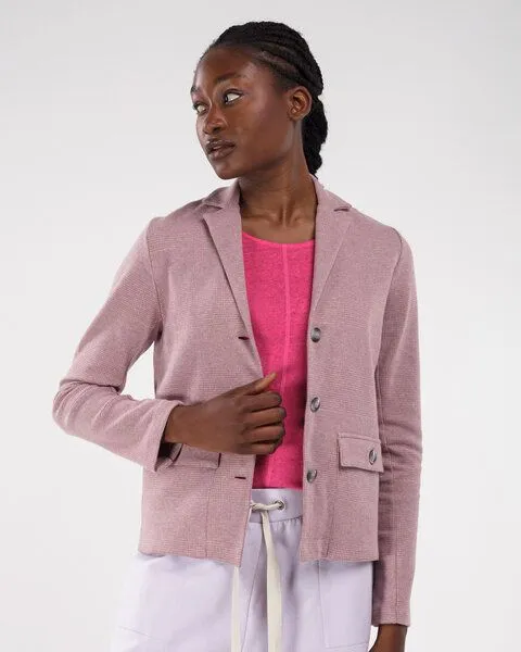 Alma & Lovis Alma & Lovis Karo-Blazerjacke in leichter Jersey-Jacquard-Qualität | Karo Jacket, Dusty rose (rosa), – Produktbild 1 von 4