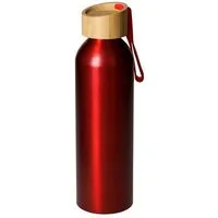 elasto elasto Aluminiumflasche "Bamboo" 0,6 l leicht - Flasche mit Bambusdeckel, Rot, – Produktbild 1 von 1