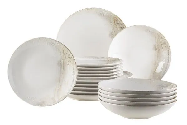 Mäser Mäser Teller-Set 18-tlg. "Ossia" Steinzeug, Creme, – Produktbild 2 von 5