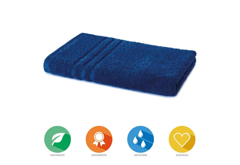 Lavea Handtücher Bali Handtuch 50x100 cm, Sporthandtuch, Fitness-Handtuch, Weiches Bio-Baumwollfrottee (1-St), pflegeleicht, GOTS-zertifiziert, extra saugstark mit 500g/m², Blau, – Produktbild 2 von 6