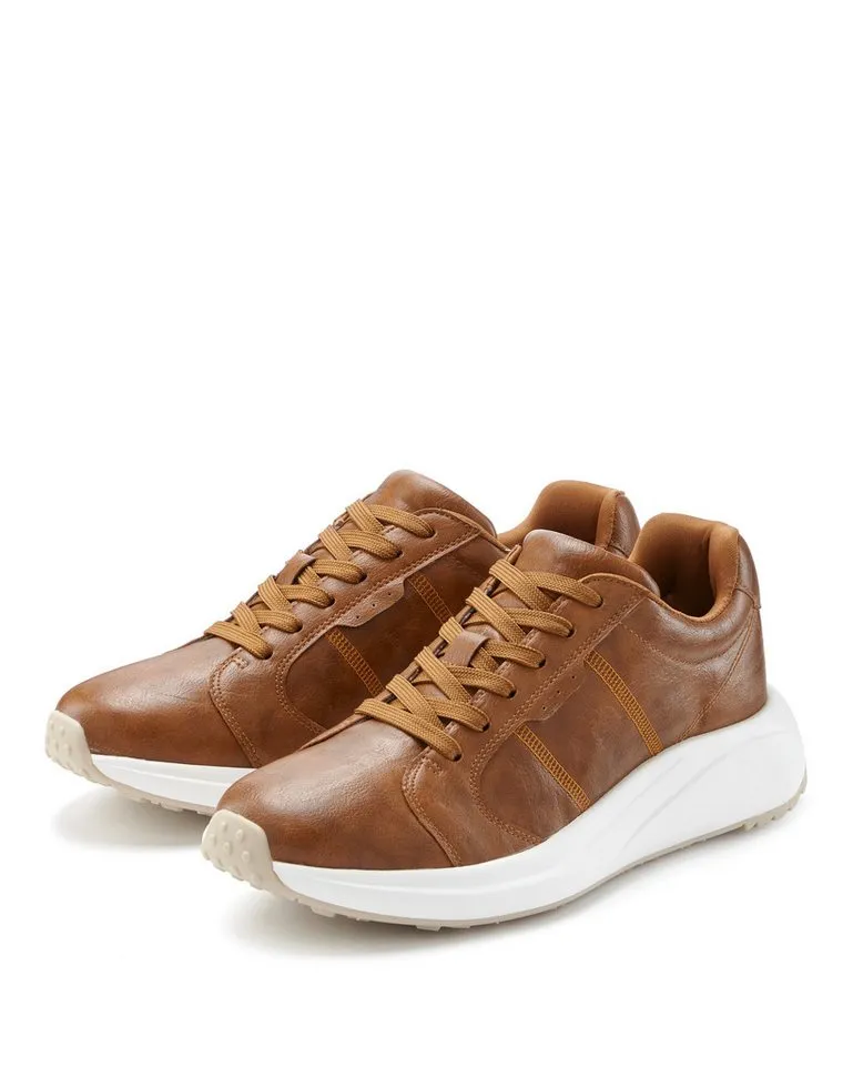 John Devin John Devin Schnürschuh, Freizeitschuh, Halbschuh, Turnschuh, Schnürhalbschuh Sneaker mit modischer Sohle VEGAN, Braun, – Produktbild 2 von 5