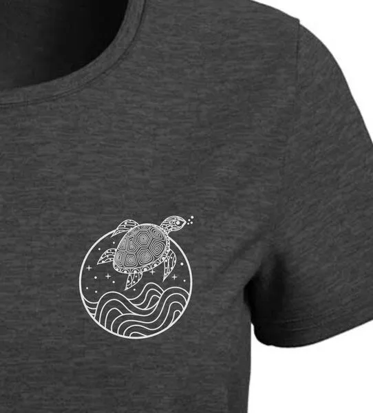 vis wear vis wear Schildkröte zwischen Ozean und Wellen Damen Special Edition Shirt, Grau meliert, – Produktbild 3 von 4