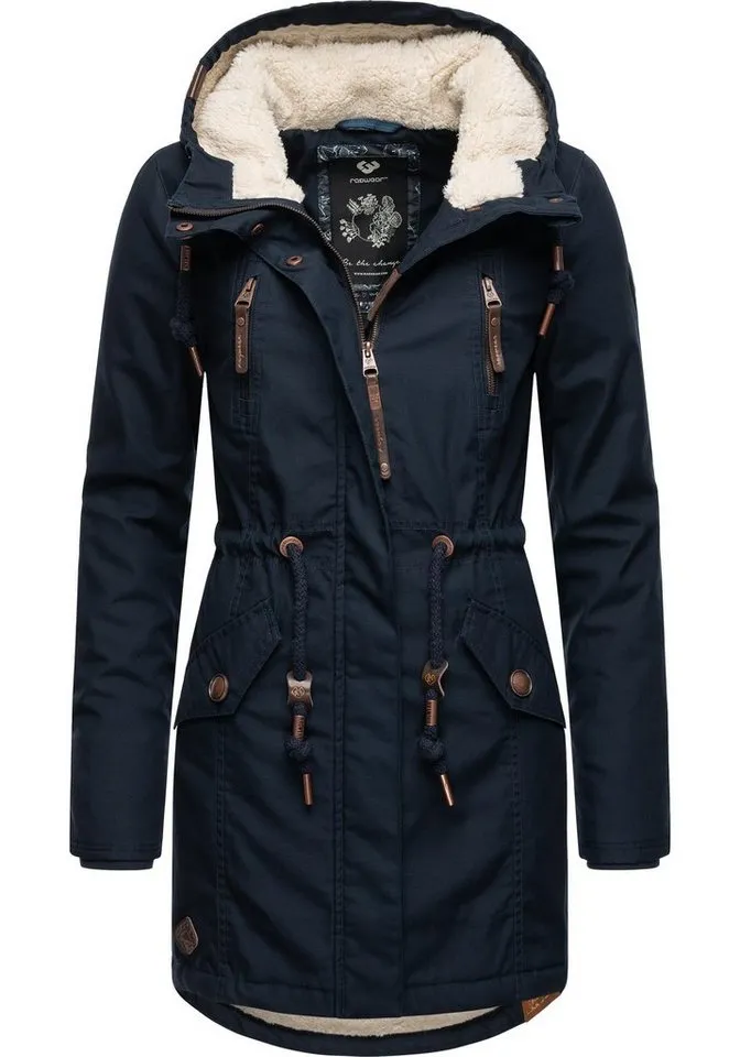 ragwear ragwear Wintermantel Elsie stylischer Winterparka mit Kapuze und Teddyfleece, Blau, – Produktbild 2 von 4