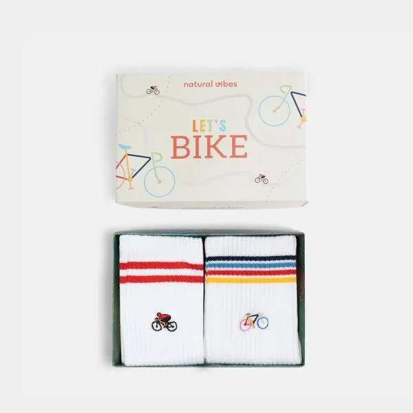 Natural Vibes Natural Vibes 2-Pack Bicycle | Bio GOTS | Geschenkset Fahrrad | Bunte Tennissocken | Herren Damen Socken | – Produktbild 1 von 4