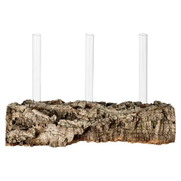 Kork-Deko Kork-Deko Korkrinde als Blumen-Vase mit 3 Reagenzgläsern – Produktbild 3 von 5
