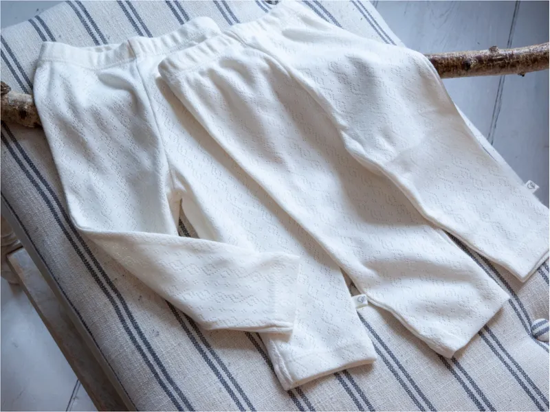 HANS NATUR Baby und Kinder Leggings Bio-Baumwolle 2er Set off white Gr. 74/80, Weiß, – Produktbild 2 von 2