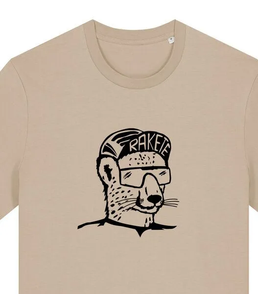 päfjes päfjes Gepard die Rakete Fahrrad Gravel - Unisex Männer Bio Unifarben T-Shirt, Desser dust (braun), – Produktbild 2 von 4