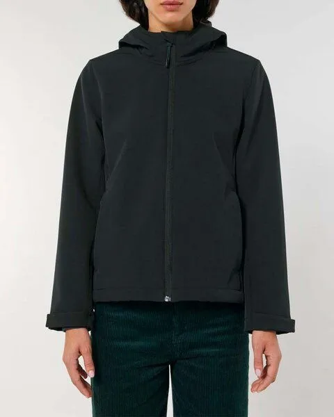 YTWOO YTWOO Damen Eco Softshell Jacke mit Kapuze, Schwarz, – Produktbild 3 von 4