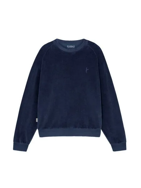 FUXBAU FUXBAU Frauen Samt Sweater, Navy, – Produktbild 3 von 4