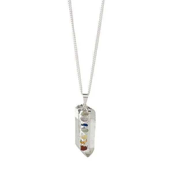 Crystal and Sage Crystal and Sage Chakra Reiki Bergkristall Halskette, Silber, – Produktbild 1 von 3
