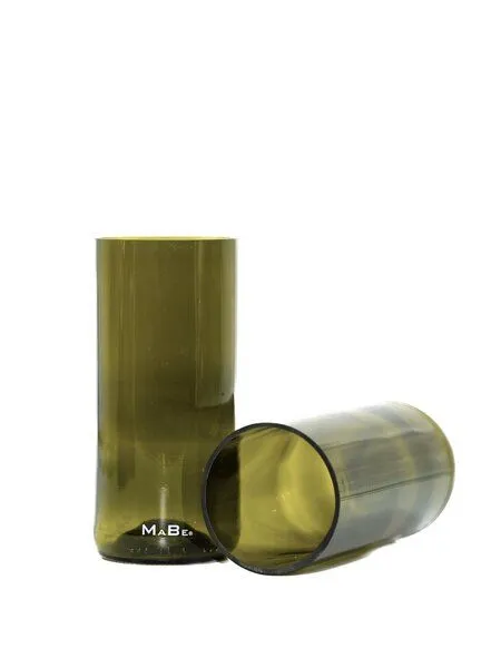 MaBe MaBe Glas 400 ml - gefertigt aus der Weinflasche - Zukunftstrend UPCYCLING, Oliv, – Produktbild 4 von 4