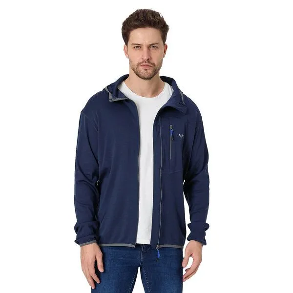 Woolona Woolona Hoodie - MAESTRO - 100% Merinowolle (Zip), Navy, – Produktbild 1 von 4