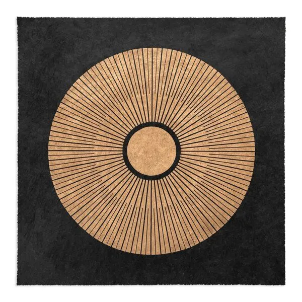 Veskor Cassiopeia Veskor Cassiopeia CENTRAL SUN Sonnen Linoldruck | 40 × 40 cm | Kupfer auf Schwarz – Produktbild 1 von 4