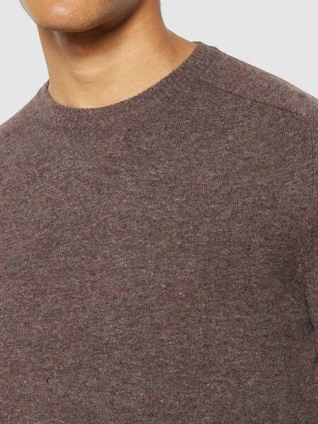 KnowledgeCotton Apparel KnowledgeCotton Apparel Strickpullover - FIELD o-neck knit - aus Bio-Lammwolle, Braun (demitasse), – Produktbild 3 von 3