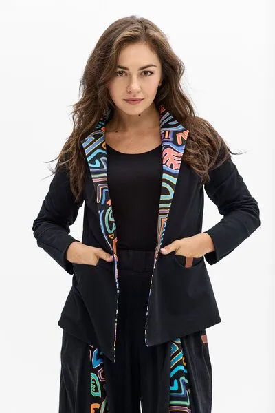 KOKOworld KOKOworld Damen Blazer TICA aus nachhaltiger Bio-Baumwolle, Black yala (schwarz), – Produktbild 1 von 4