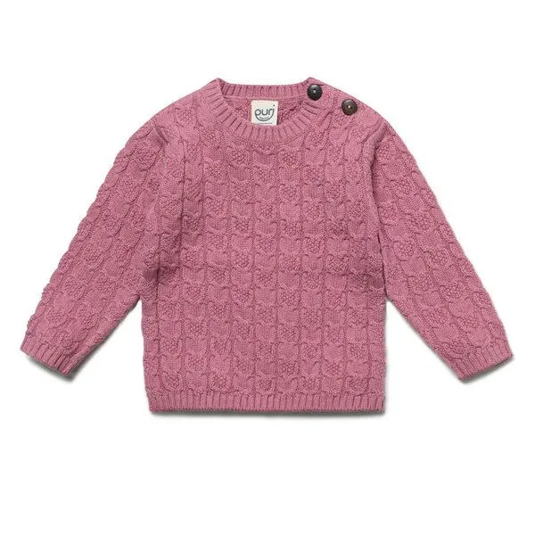 Puri Organic Puri Organic Baby Kleinkinder Pullover Strukturstrick Baumwolle (Bio) Schurwolle, Granatapfel, – Produktbild 1 von 1