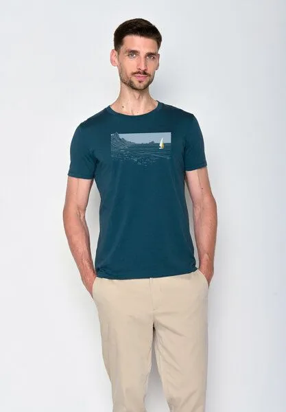 GreenBomb GREENBOMB Nature Cliffsail Guide - Sportliches T-Shirt aus Bio-Baumwolle / hochwertiger Print / GOTS / Fair & Vegan, Blau (steinblau), – Produktbild 3 von 4