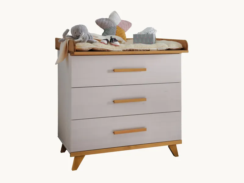 Wickelkommode "Lunda" | H99xB89xT80 cm | gelaugt/geölt, Natur, – Produktbild 1 von 2