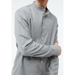 Givn Givn Herren vegan Hemd Flanell Stehkragen Wes Mittelgrau – Produktbild 1 von 1