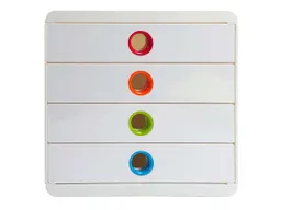 Exacompta Exacompta Schubladenbox Pop-Box "Black Office", DIN A4+, 4 Schubladen, weiß/harlekin – Produktbild 1 von 1