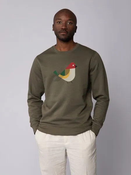watapparel watapparel Sweatshirt Unisex Vogel, Khaki, – Produktbild 2 von 3