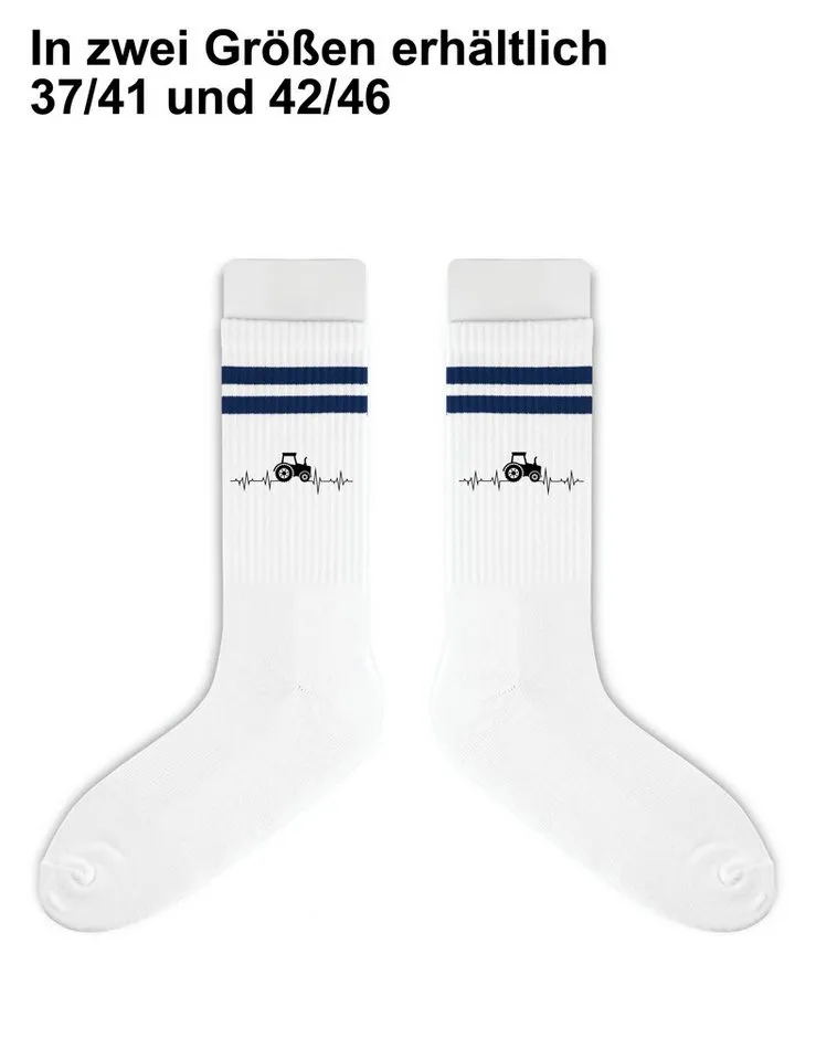 Youth Designz Tennissocken Unisex Socken "Heartbeat Traktor" Aufdruck lustig Geschenk Statement mit verstärkter Verse und Zehenbereich, Blau, – Produktbild 4 von 5