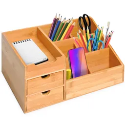 HOMCOM HOMCOM Schreibtischorganizer Aufbewahrungsbox Büro Box 2 Schubladen Natur L33 x B20,5 x H15,5 cm – Produktbild 1 von 1