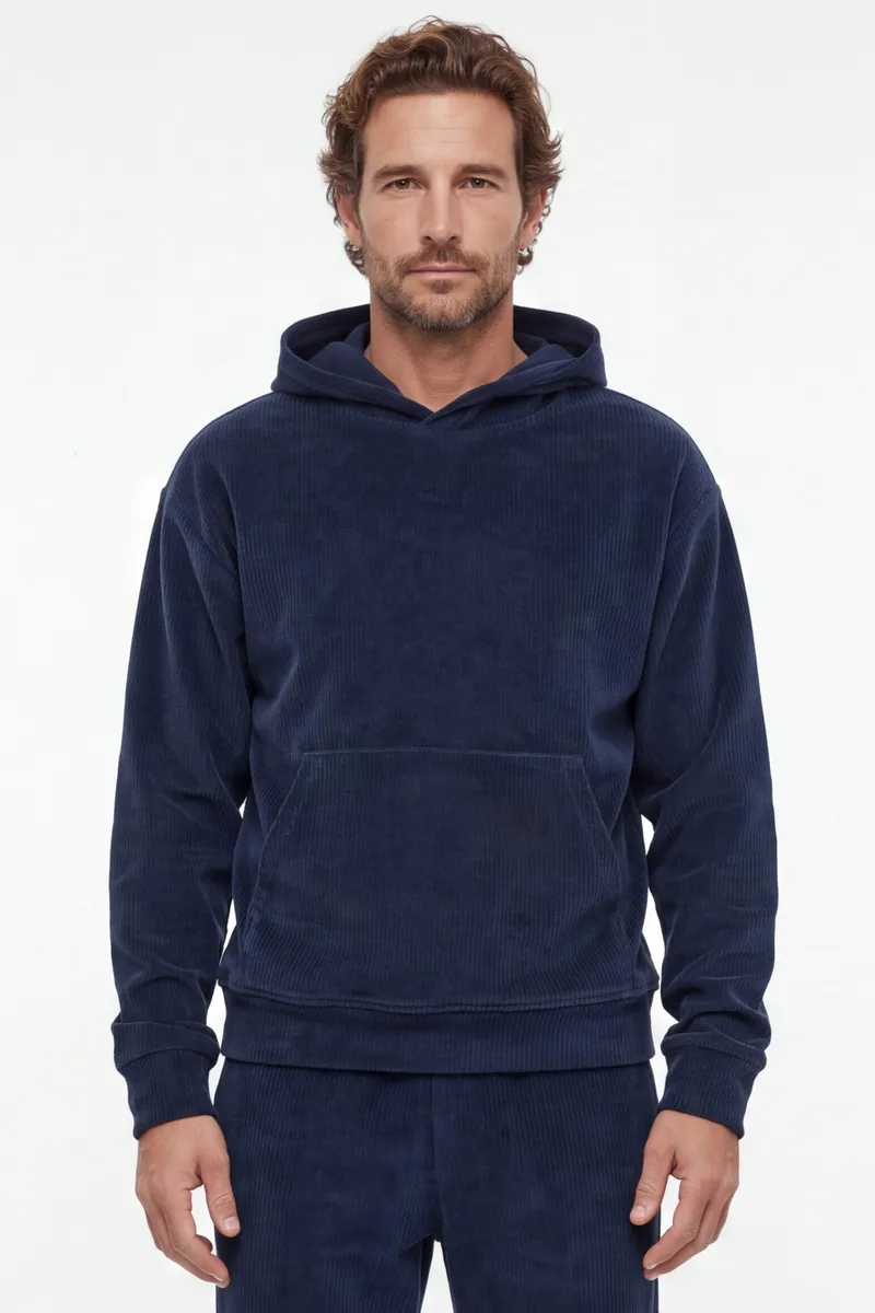 ORGANICATION ORGANICATION Herren vegan Hoodie Aus Cord Haroon Marineblau, Blau, – Produktbild 2 von 2