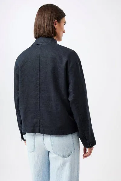 LangerChen LangerChen Schlichte Jacke aus Leinen, Navy (blau), – Produktbild 4 von 4